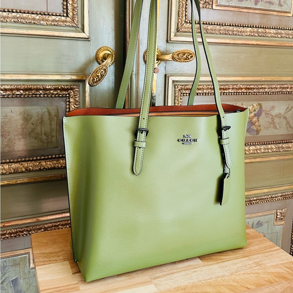 Coach Mollie large leather handbag olive green NWT Authentic - Picture 3 of 7